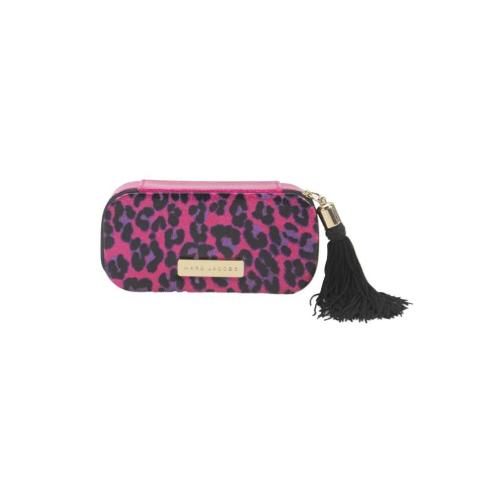 Marc Jacobs Womens Glitter Animal Print Zippered Makeup Case Pink